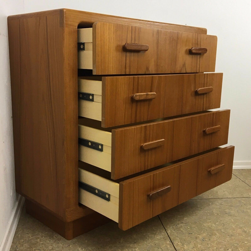 Mid century teak chest of drawers with mirror, Denmark 1960s-1970s