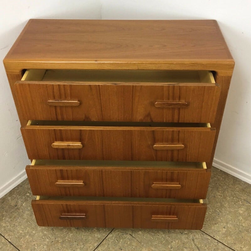 Mid century teak chest of drawers with mirror, Denmark 1960s-1970s