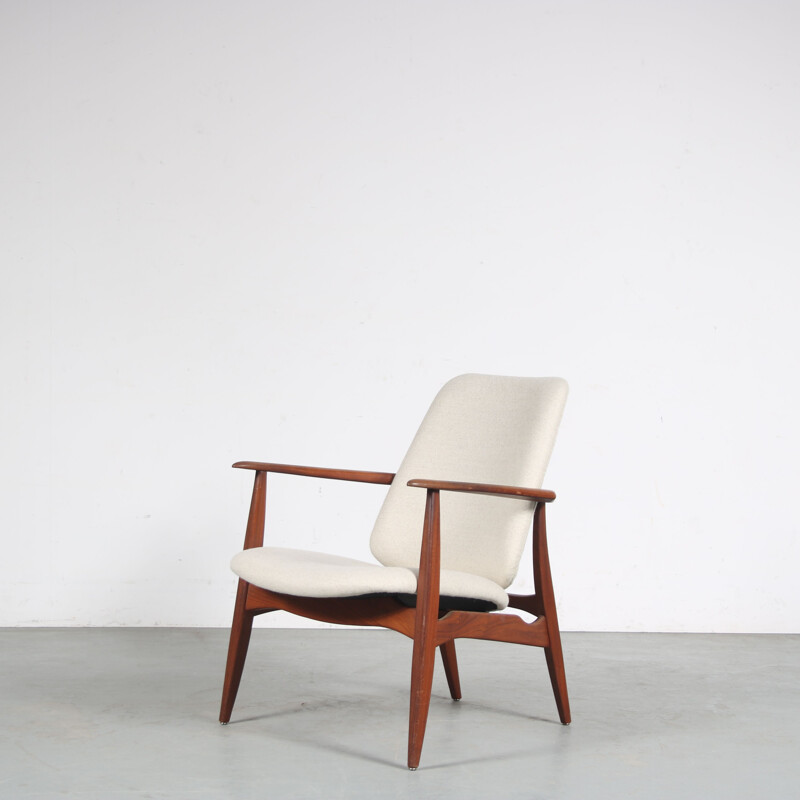 Vintage teak wood "Tolga" armchair by Louis Van Teeffelen for Wébé, Netherlands 1950s