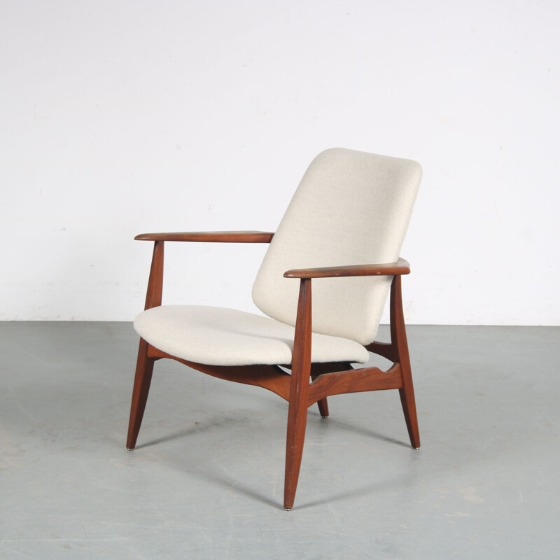 Vintage teak wood "Tolga" armchair by Louis Van Teeffelen for Wébé, Netherlands 1950s