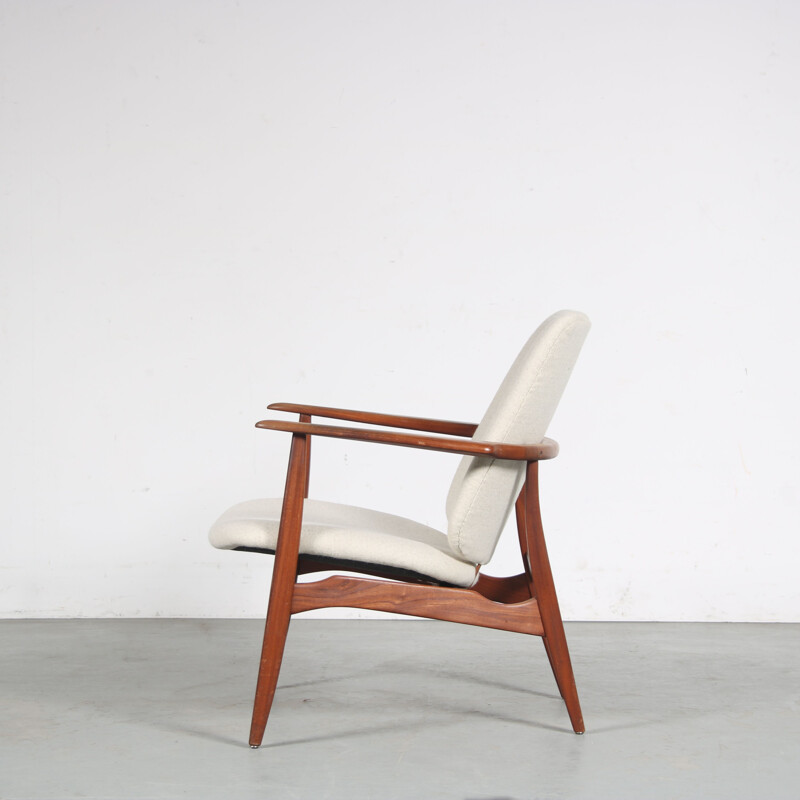 Vintage teak wood "Tolga" armchair by Louis Van Teeffelen for Wébé, Netherlands 1950s