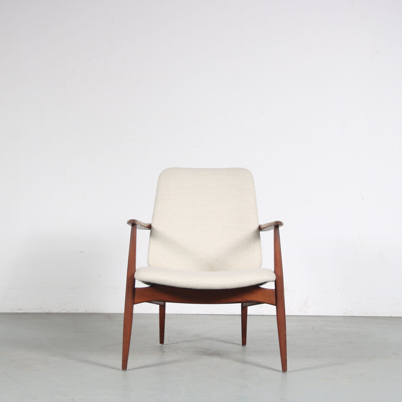 Vintage teak wood "Tolga" armchair by Louis Van Teeffelen for Wébé, Netherlands 1950s