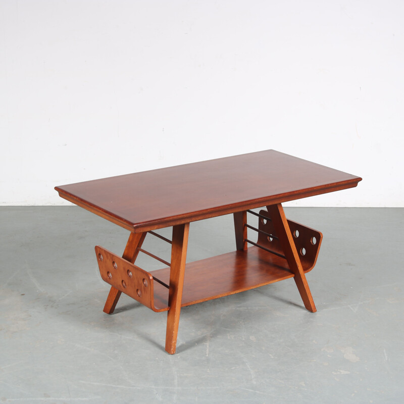 Vintage coffee table in birch plywood by Prof. Lutjens for De Boer Gouda, The Netherlands 1950
