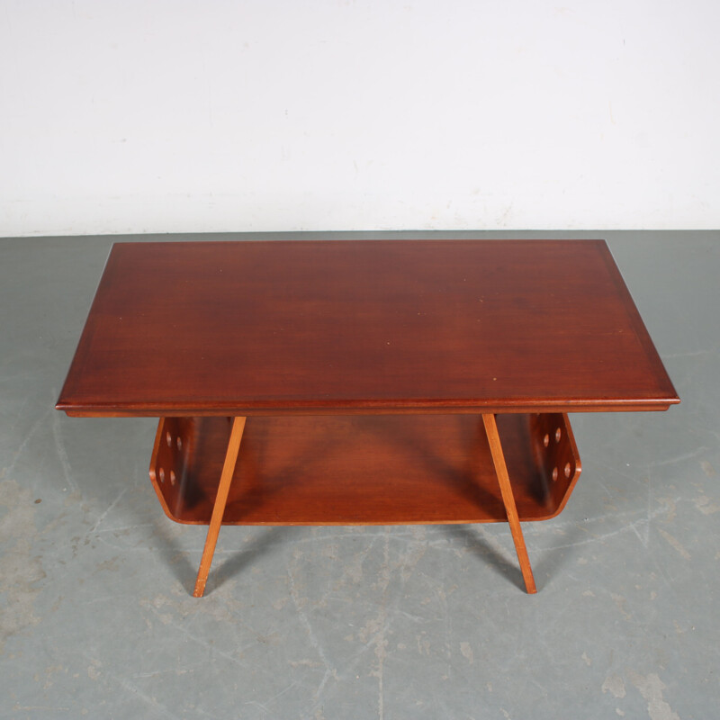 Vintage coffee table in birch plywood by Prof. Lutjens for De Boer Gouda, The Netherlands 1950