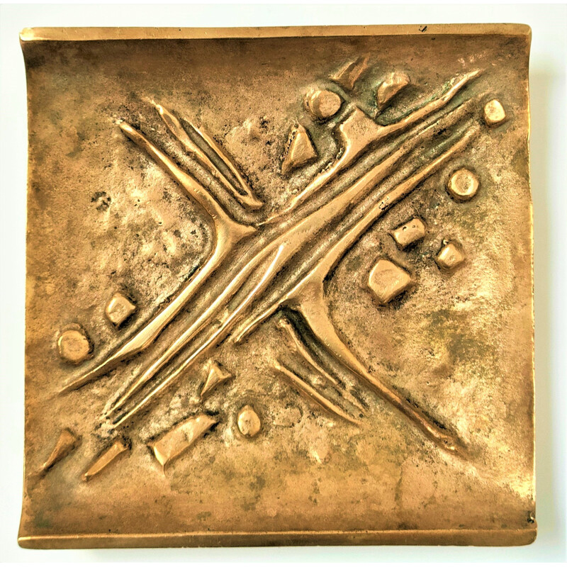 Cenicero vintage de bronce dorado de Alfieri Gardone para Jacques Lauterbach, 1960-1970