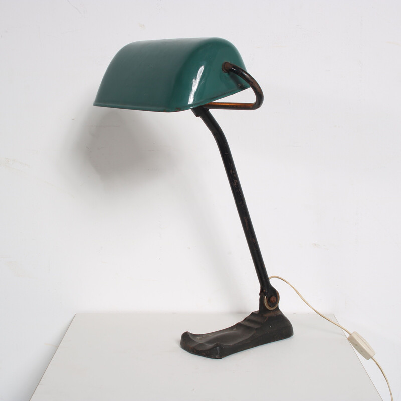 Vintage enameled metal desk lamp, 1930s