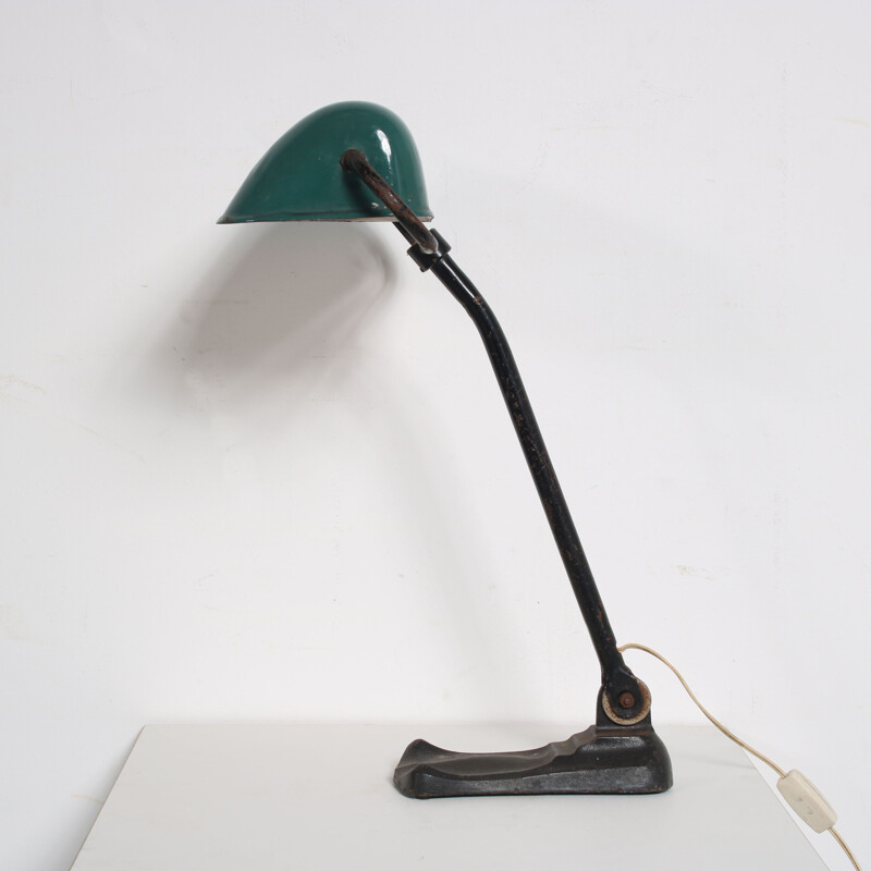 Vintage geëmailleerde metalen bureaulamp, 1930