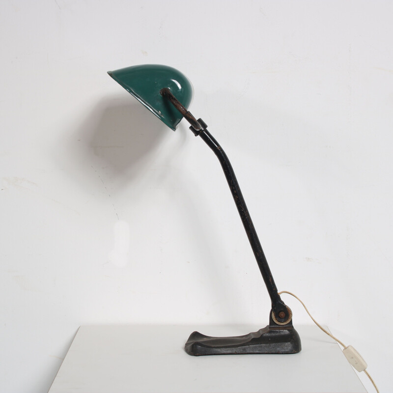 Vintage enameled metal desk lamp, 1930s