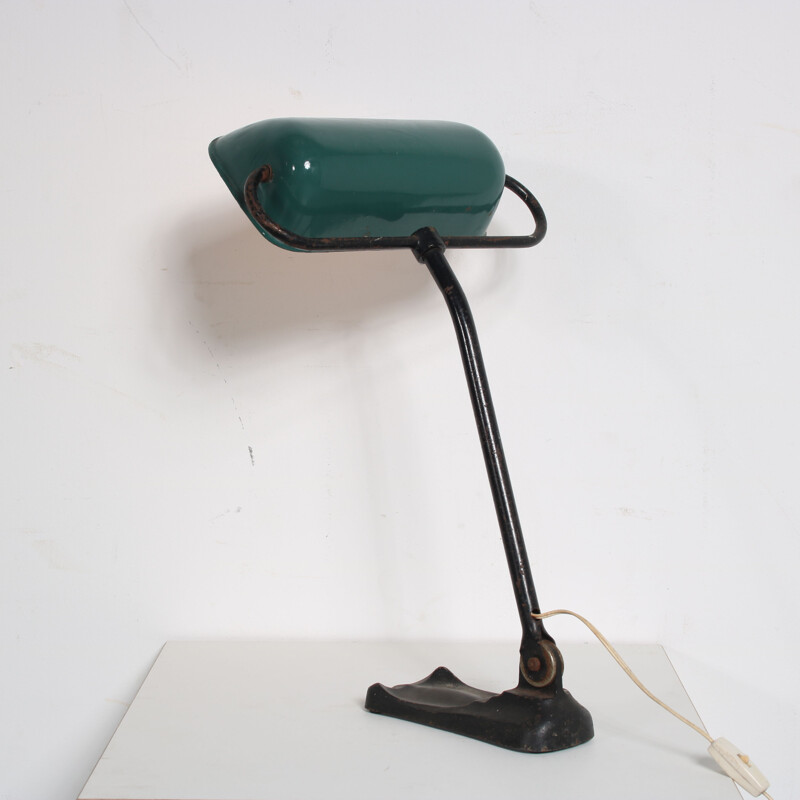 Vintage enameled metal desk lamp, 1930s