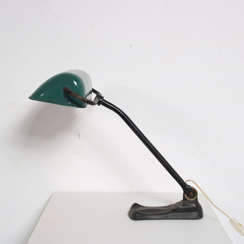 Vintage enameled metal desk lamp, 1930s