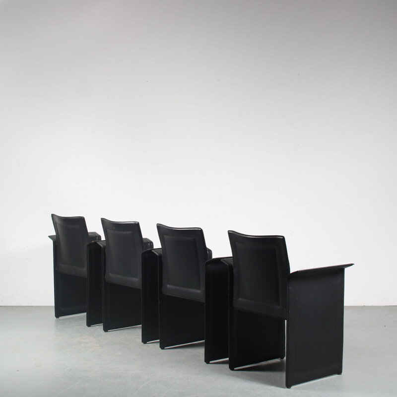Set of 4 vintage dining chairs by Tito Agnoli for Arrben, Italy 1980s