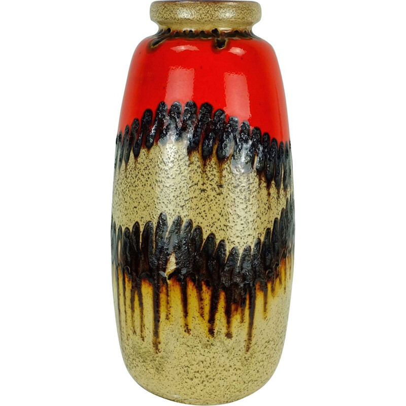 Vintage Scheurich vase with fat lava zigzag pattern - 1960s