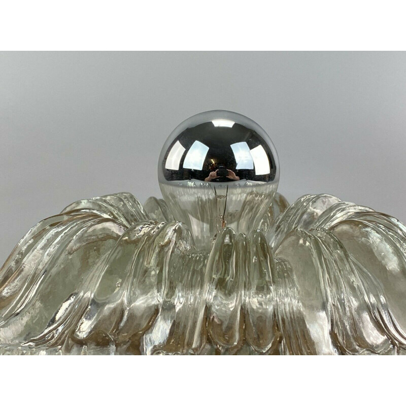 Vintage wall lamp in ice glass, 1960-1970s