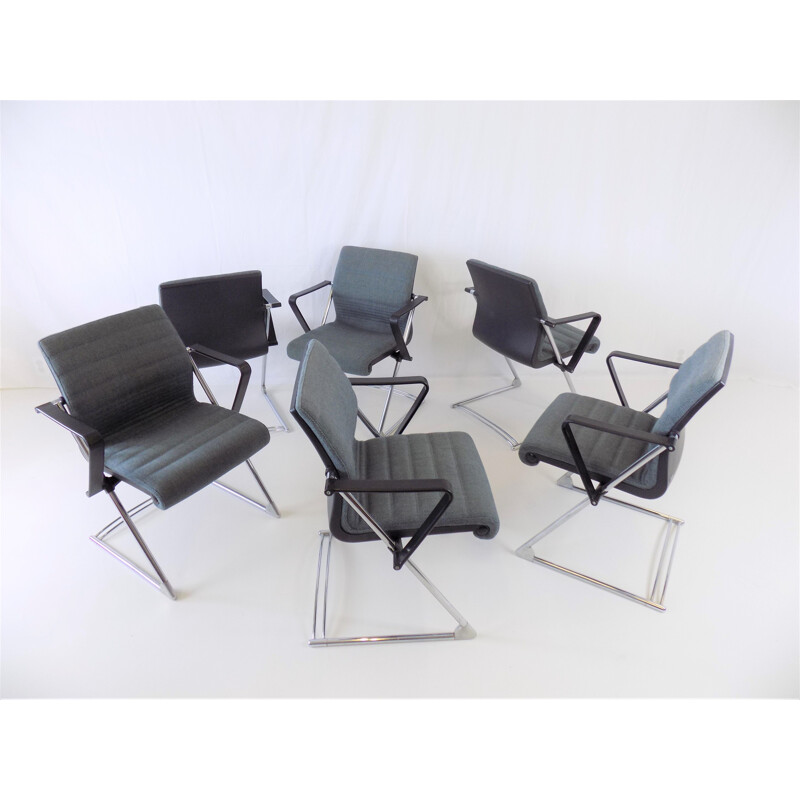 Ensemble de 6 chaises de conférence Drabert Z vintage par le Prof. Hans Ullrich Bitsch