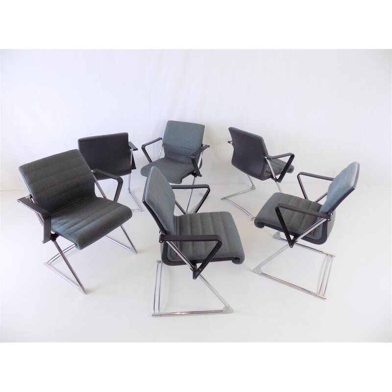 Conjunto de 6 cadeiras de conferência Drabert Z vintage do Prof. Hans Ullrich Bitsch