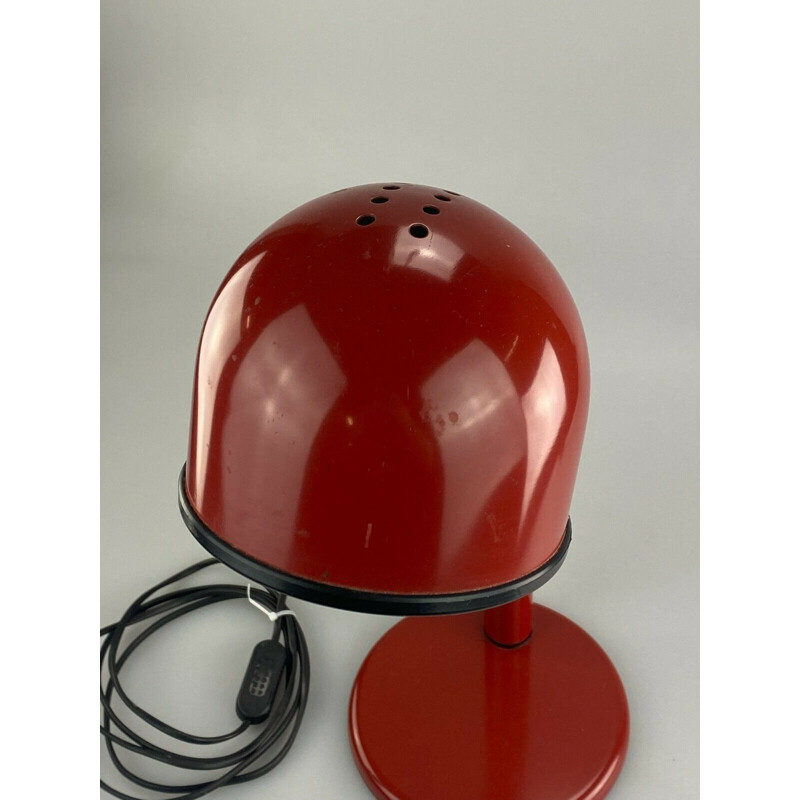 Bolvormige rode vintage tafellamp, 1960