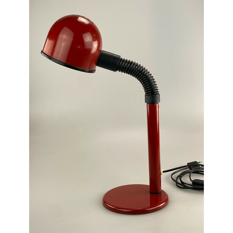 Lámpara de sobremesa esférica roja vintage, 1960