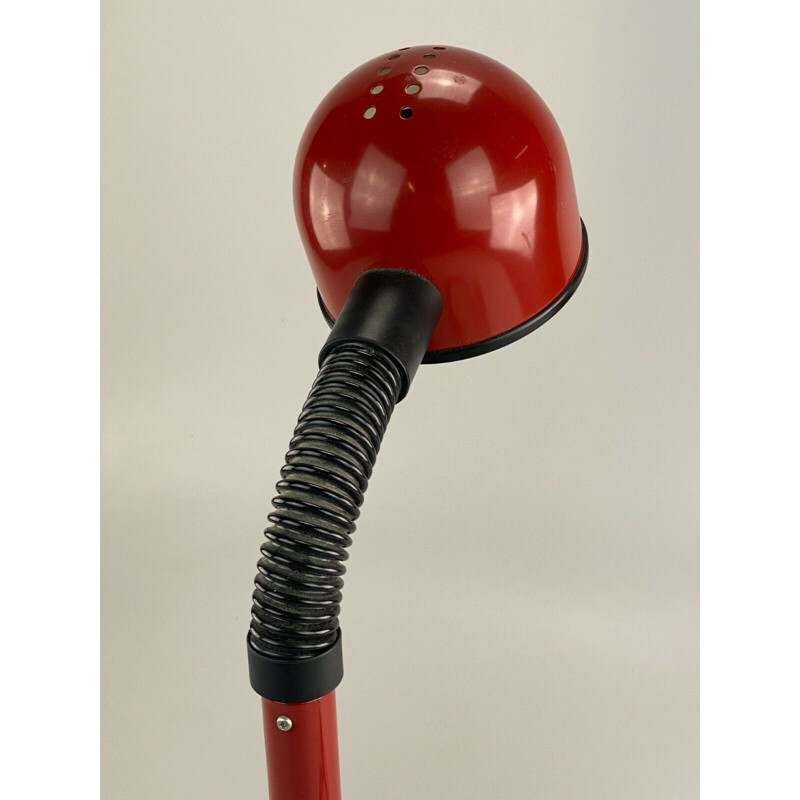 Vintage Tischlampe rot kugelförmig, 1960