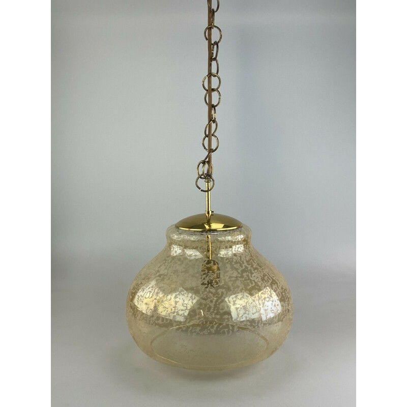 Lampada a sospensione vintage in metallo e vetro, 1960