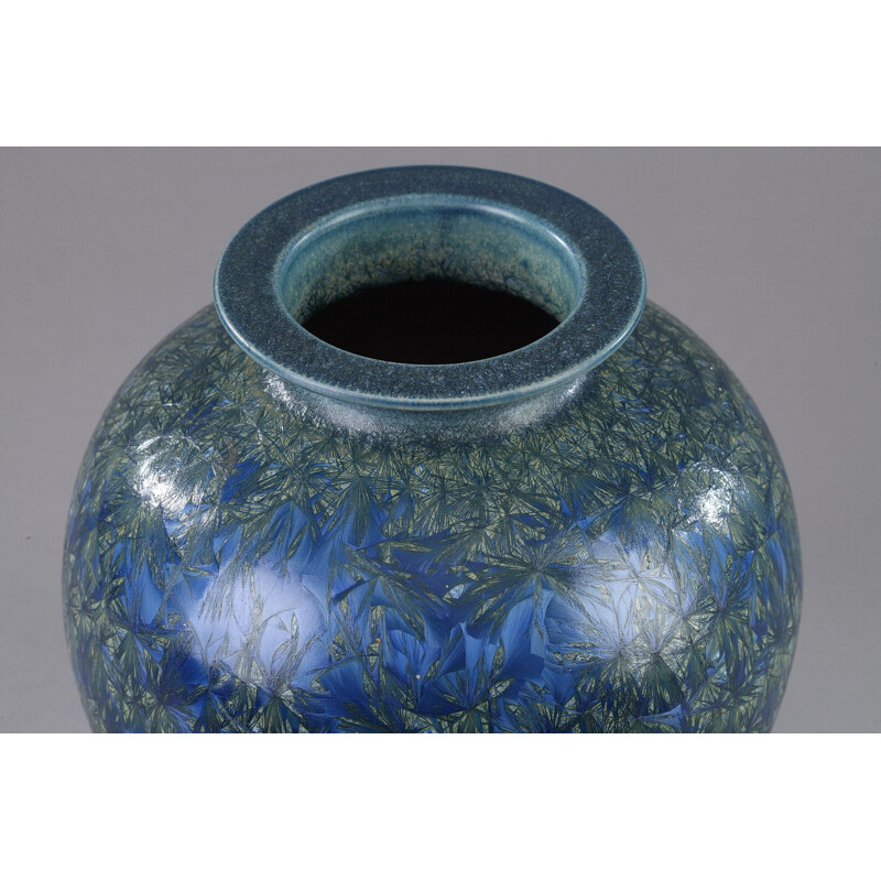 Mid-century earthenware round vase - 1970s