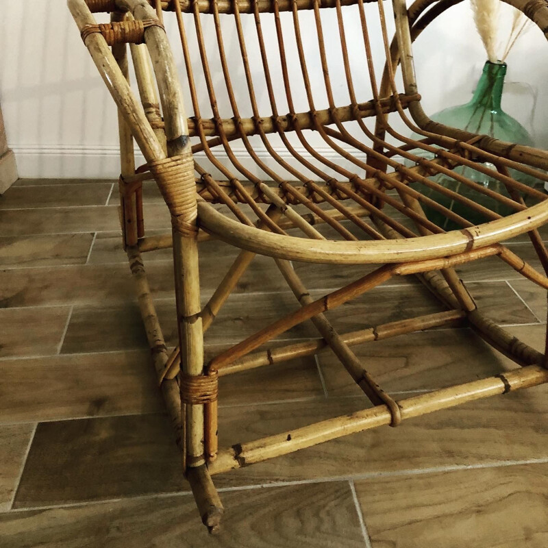 Vintage rotan schommelstoel