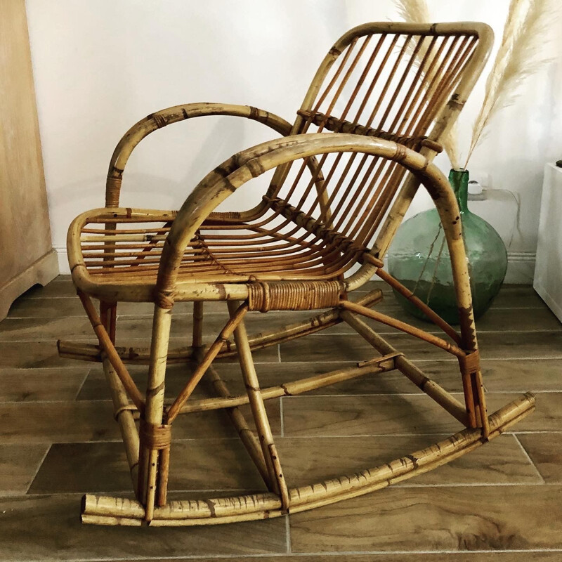 Vintage rattan rocking chair