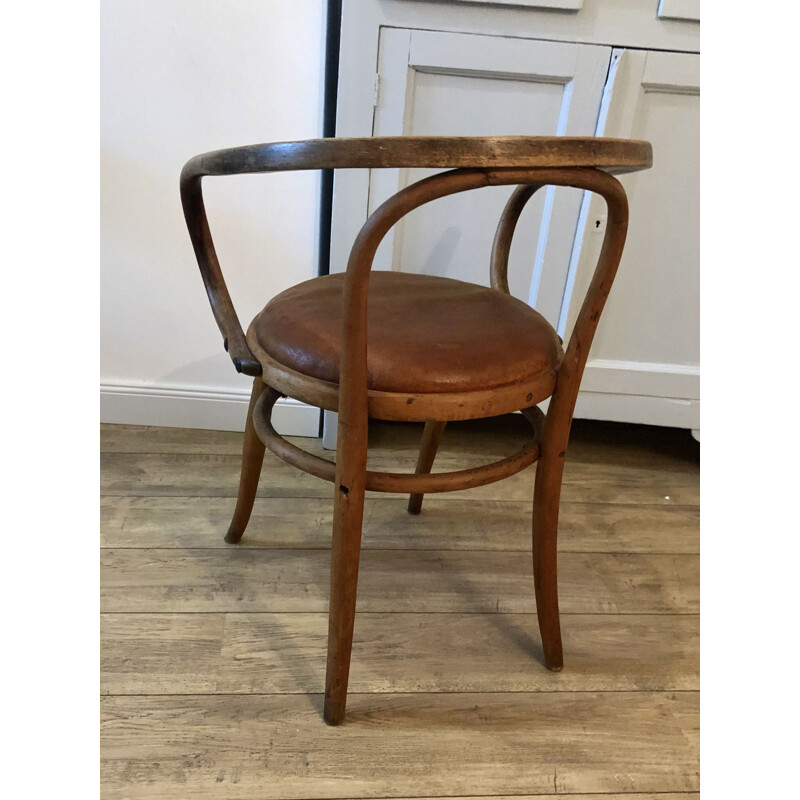 Vintage gebogen houten fauteuil