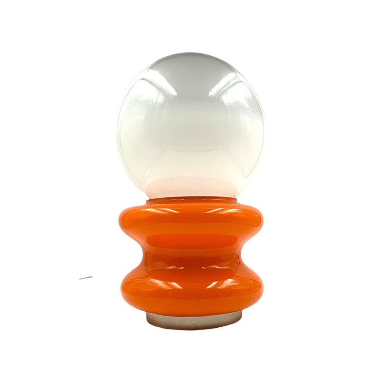 Vintage orange Murano glass table lamp by Carlo Nason for Av Mazzega, 1970s