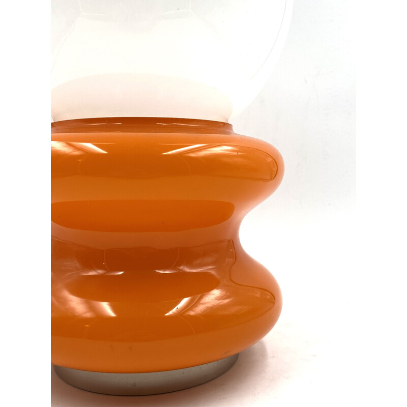 Lampe de table vintage en verre de Murano orange par Carlo Nason pour Av Mazzega, 1970