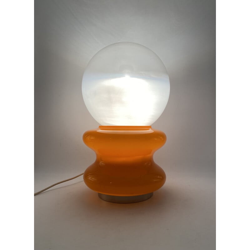 Vintage orange Murano glass table lamp by Carlo Nason for Av Mazzega, 1970s