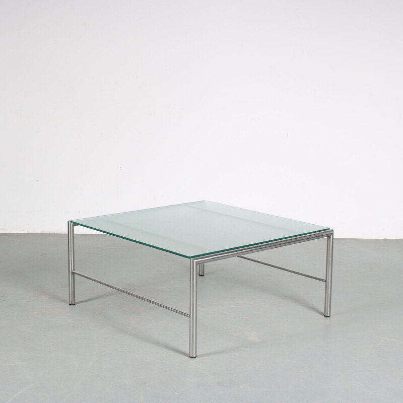 Vintage metal and glass coffee table by Martin Visser for 't Spectrum, Netherlands 1960