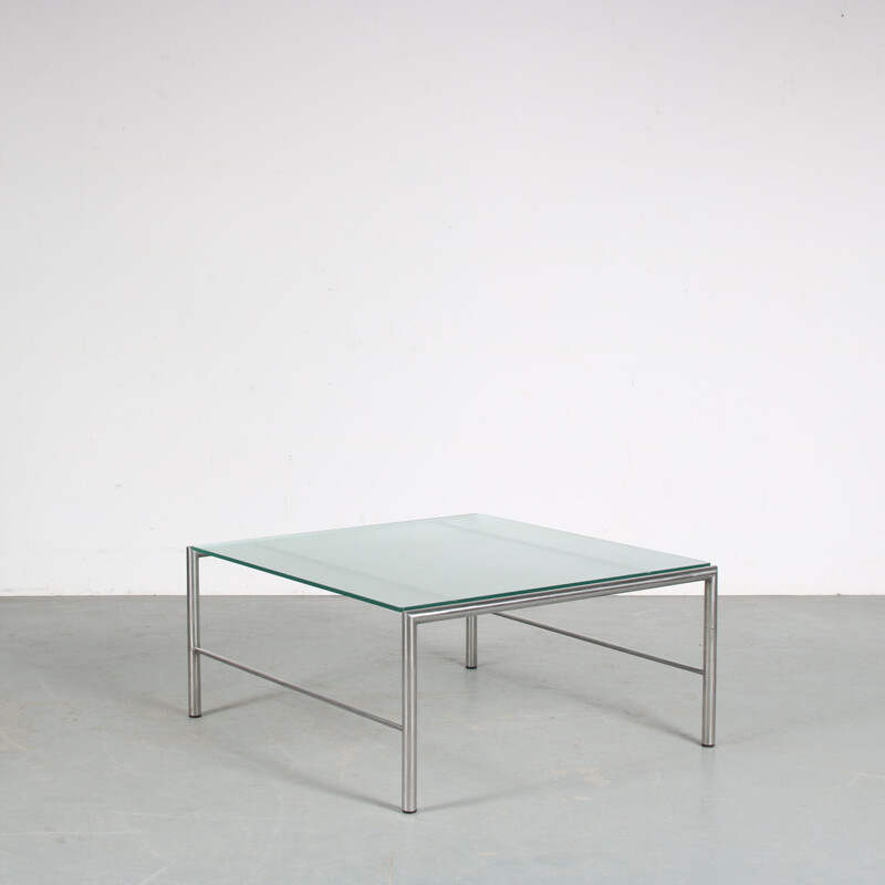 Vintage metal and glass coffee table by Martin Visser for 't Spectrum, Netherlands 1960