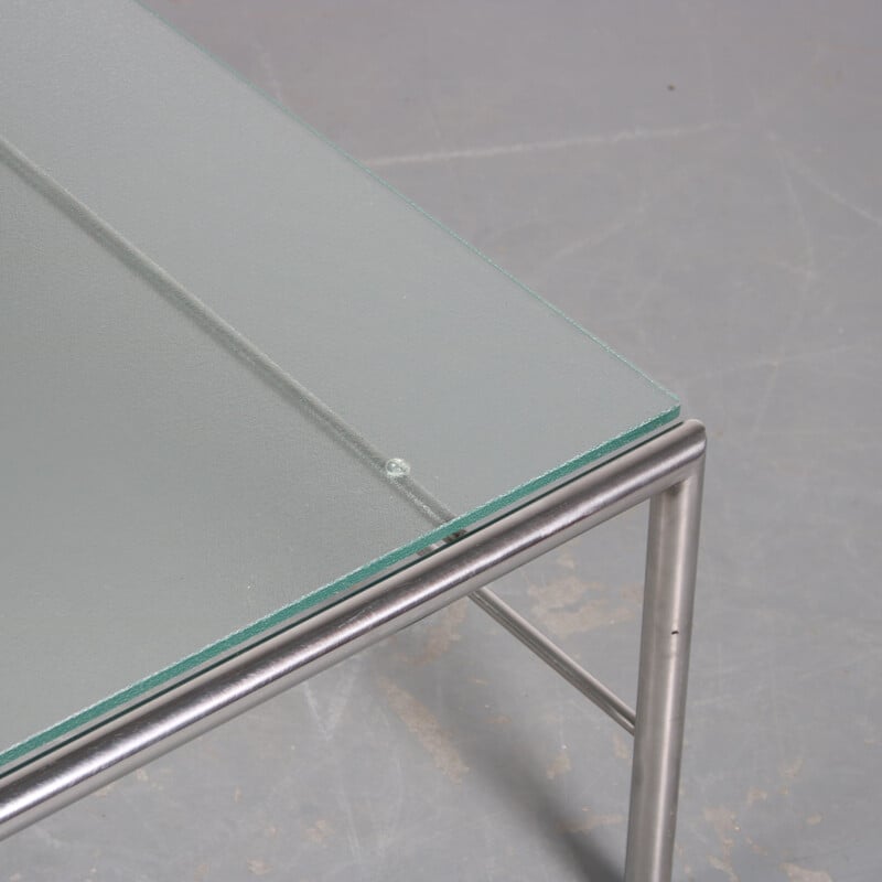 Vintage metal and glass coffee table by Martin Visser for 't Spectrum, Netherlands 1960