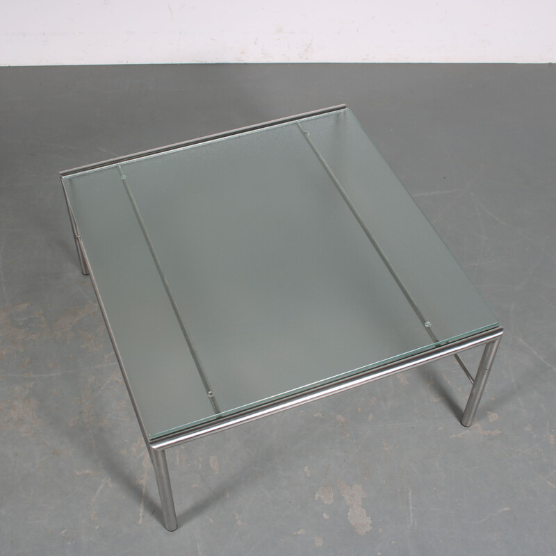 Vintage metal and glass coffee table by Martin Visser for 't Spectrum, Netherlands 1960
