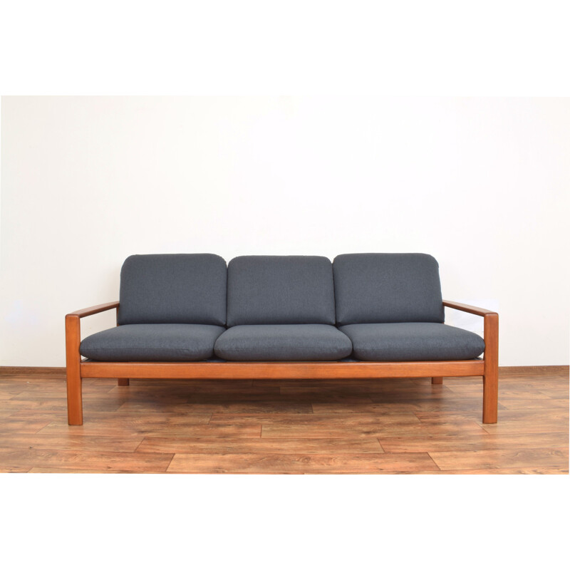 Mid-century Danish teak and fabric sofa, 1970s