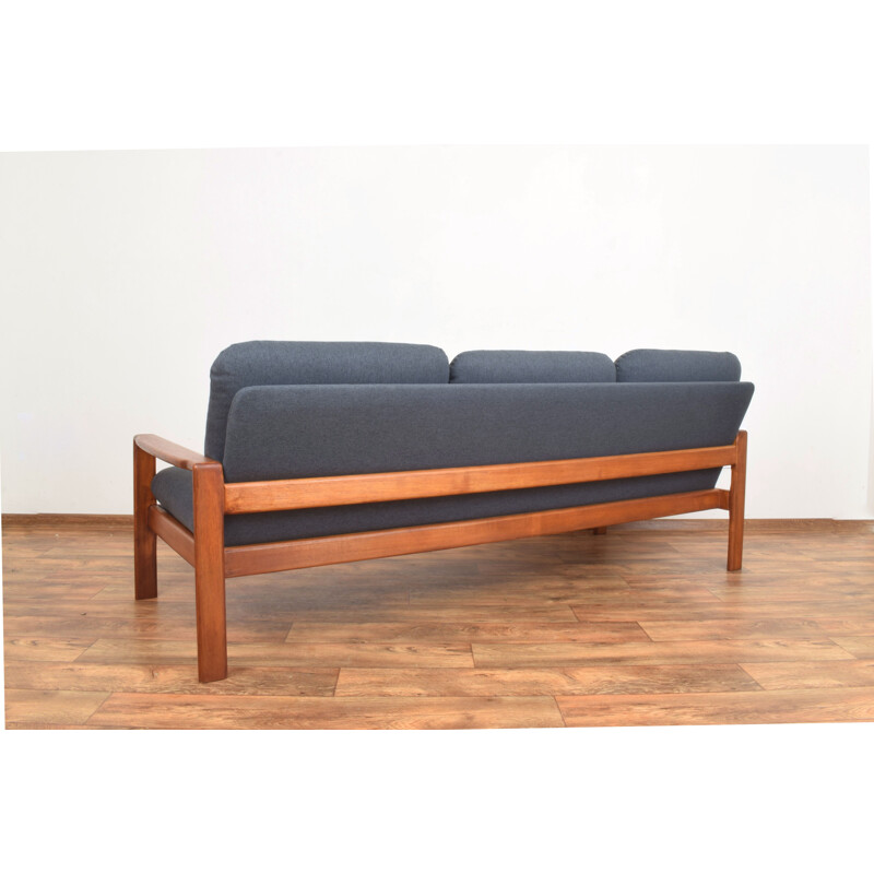 Mid-century Danish teak and fabric sofa, 1970s