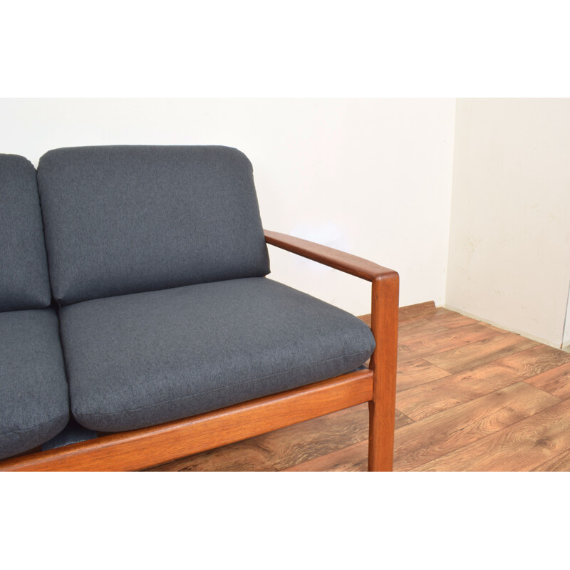 Mid-century Danish teak and fabric sofa, 1970s