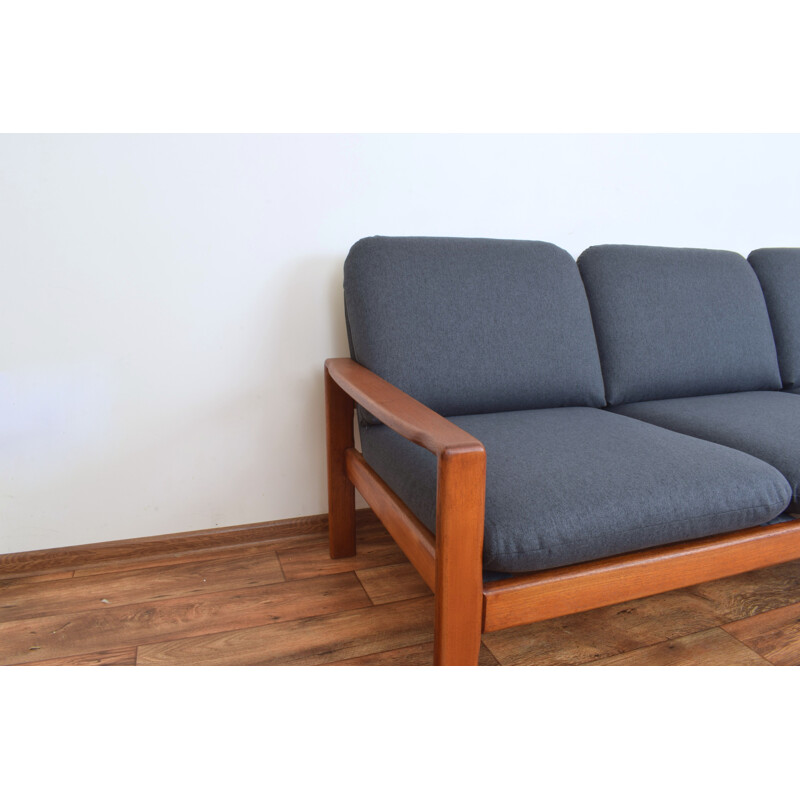 Mid-century Danish teak and fabric sofa, 1970s