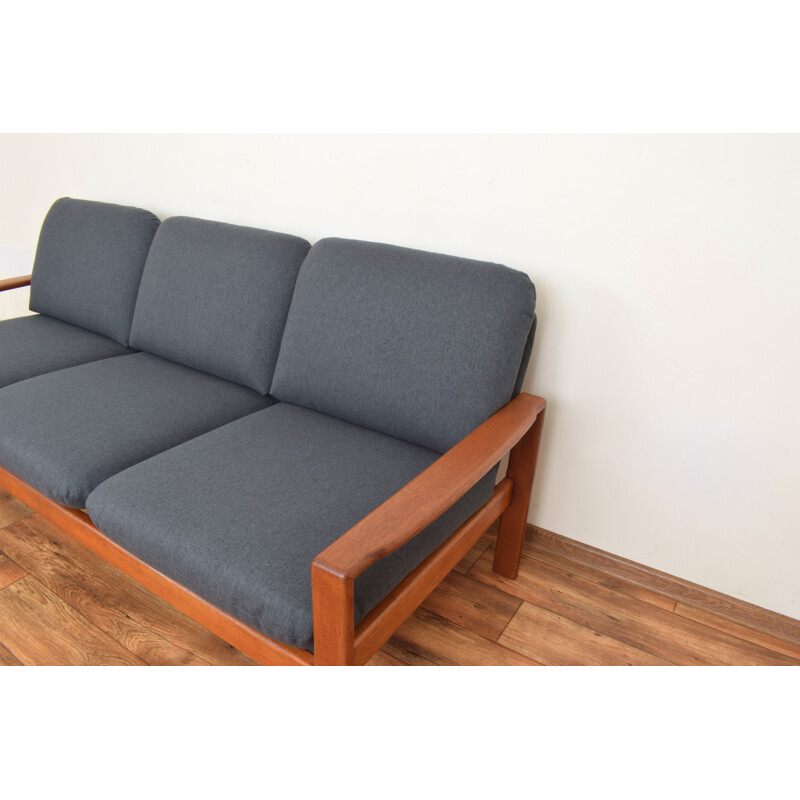 Mid-century Danish teak and fabric sofa, 1970s