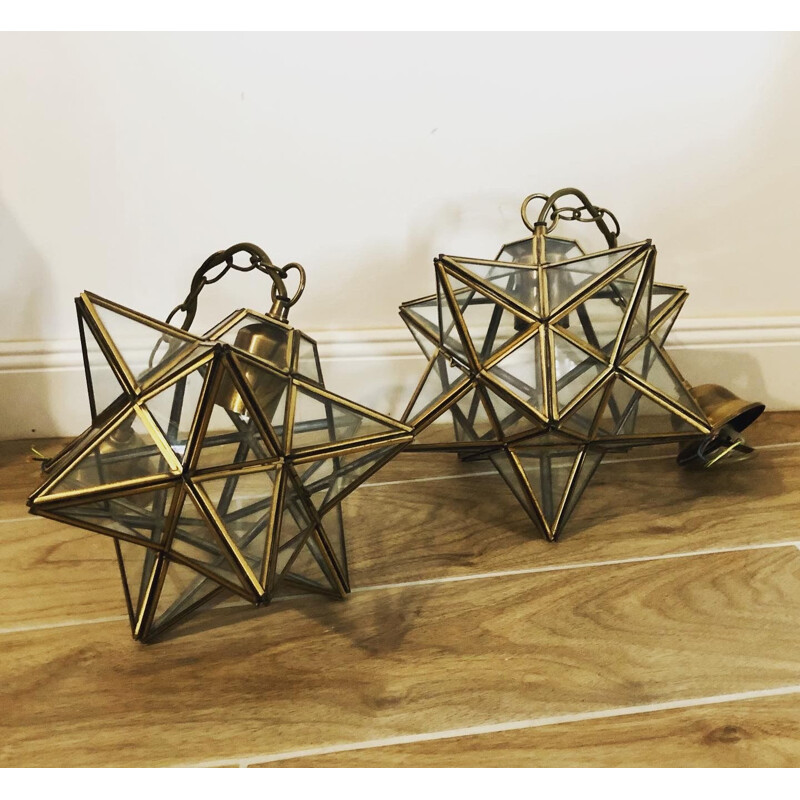 Vintage brass and glass star suspension