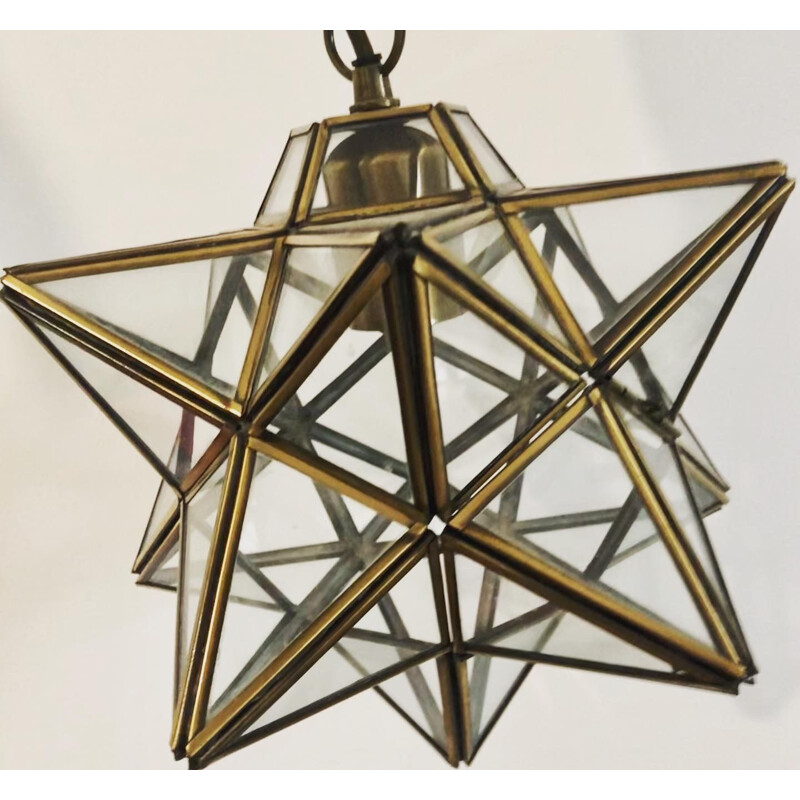 Vintage brass and glass star suspension