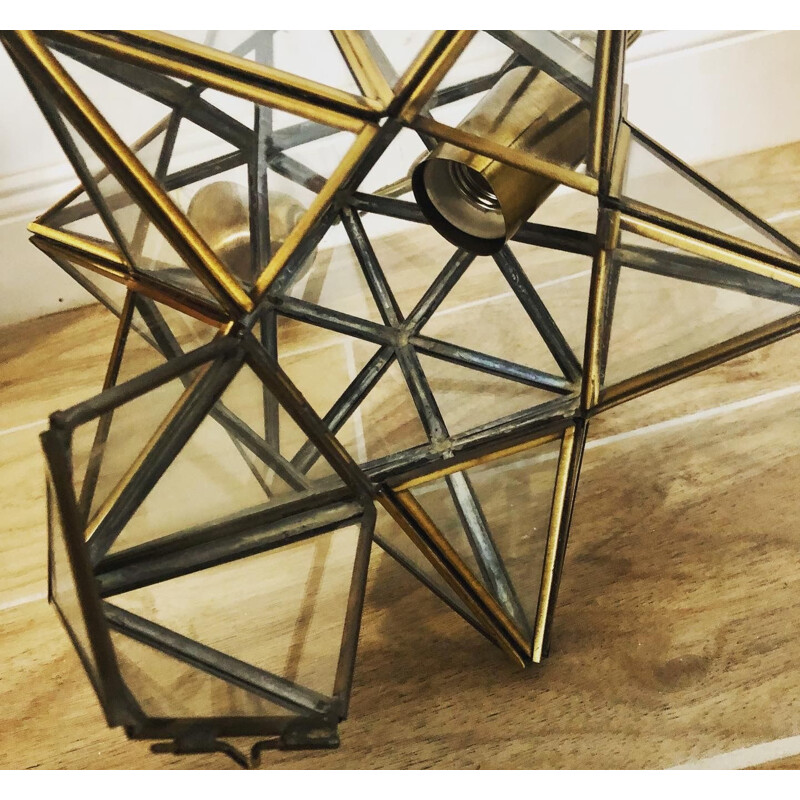 Vintage brass and glass star suspension