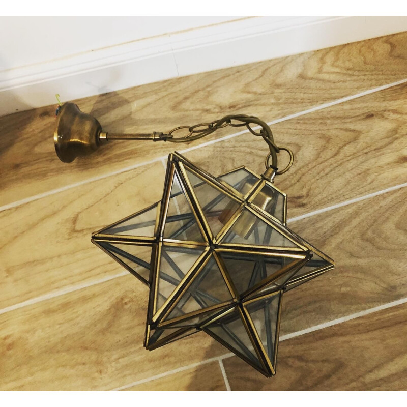 Vintage brass and glass star suspension
