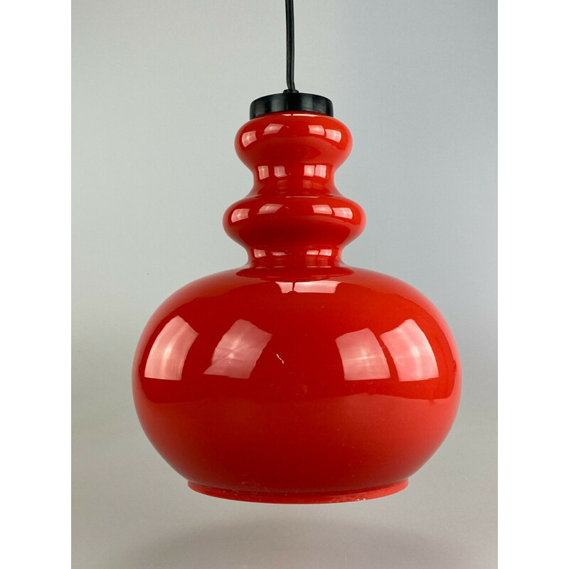 Vintage pendant lamp in glass by Veb, 1960-1970s