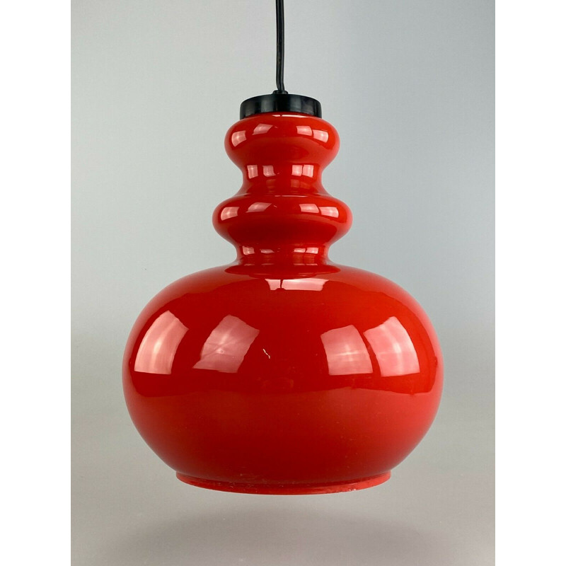 Vintage pendant lamp in glass by Veb, 1960-1970s