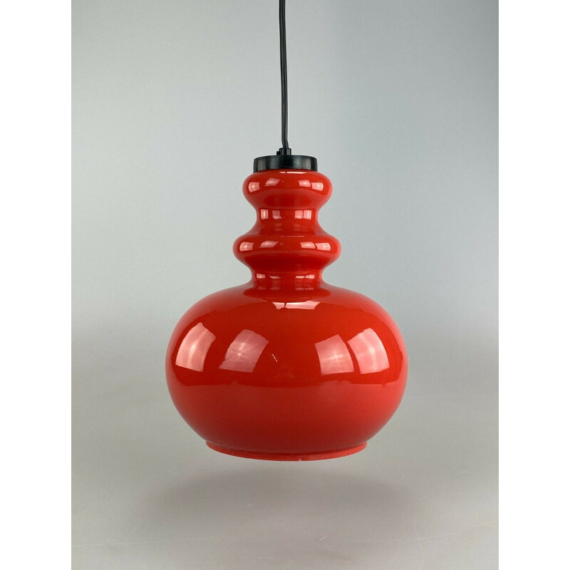 Vintage pendant lamp in glass by Veb, 1960-1970s