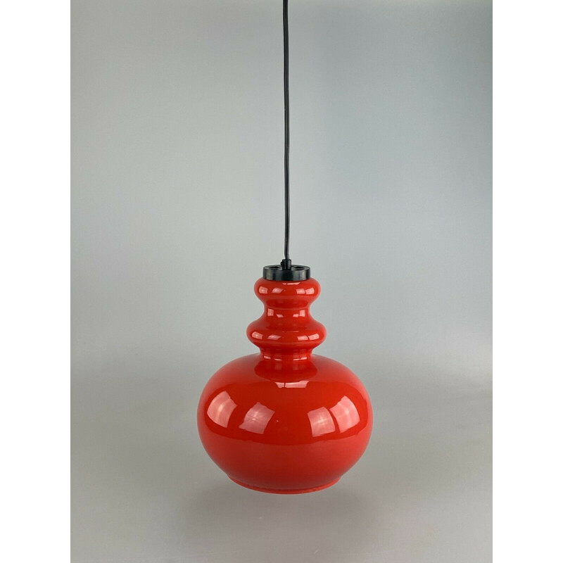 Vintage pendant lamp in glass by Veb, 1960-1970s