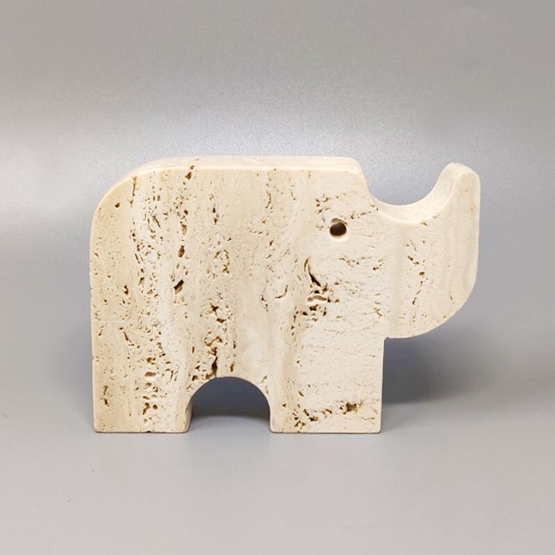 Vintage travertine rhinoceros sculpture by Enzo Mari for F.lli Mannelli, Italy 1970s