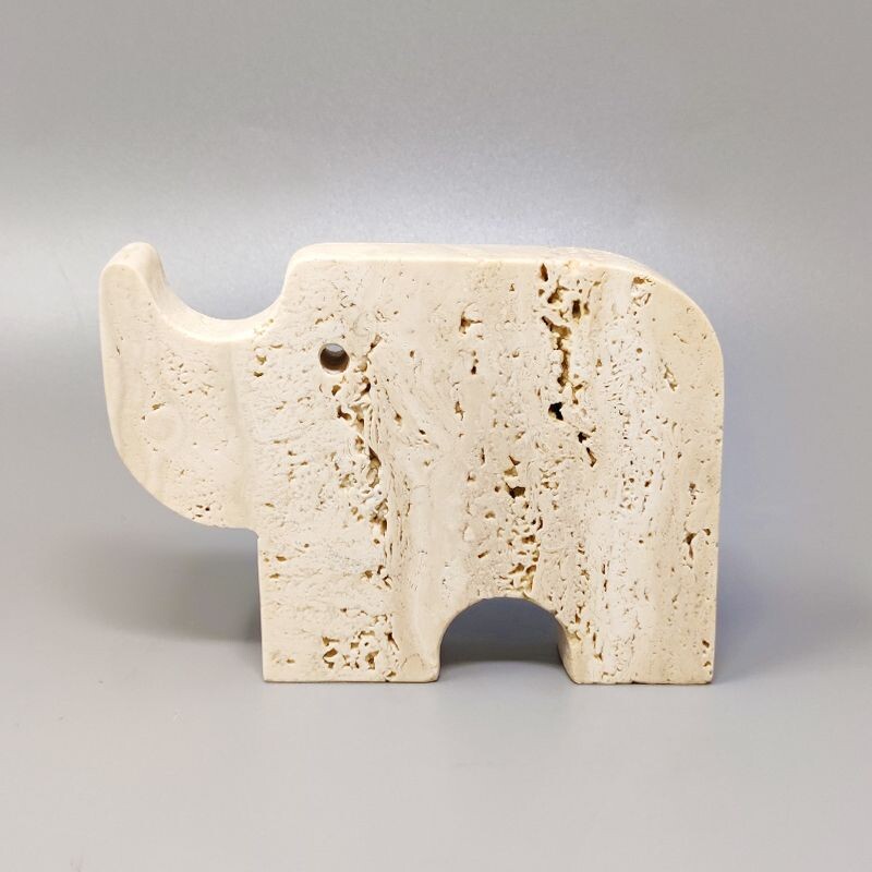 Vintage travertine rhinoceros sculpture by Enzo Mari for F.lli Mannelli, Italy 1970s