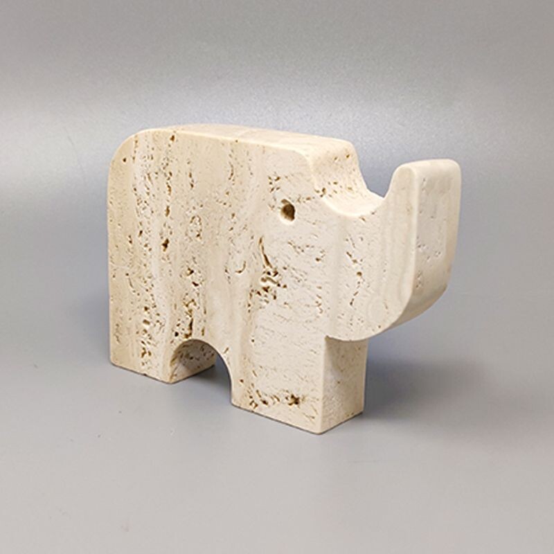 Vintage travertine rhinoceros sculpture by Enzo Mari for F.lli Mannelli, Italy 1970s